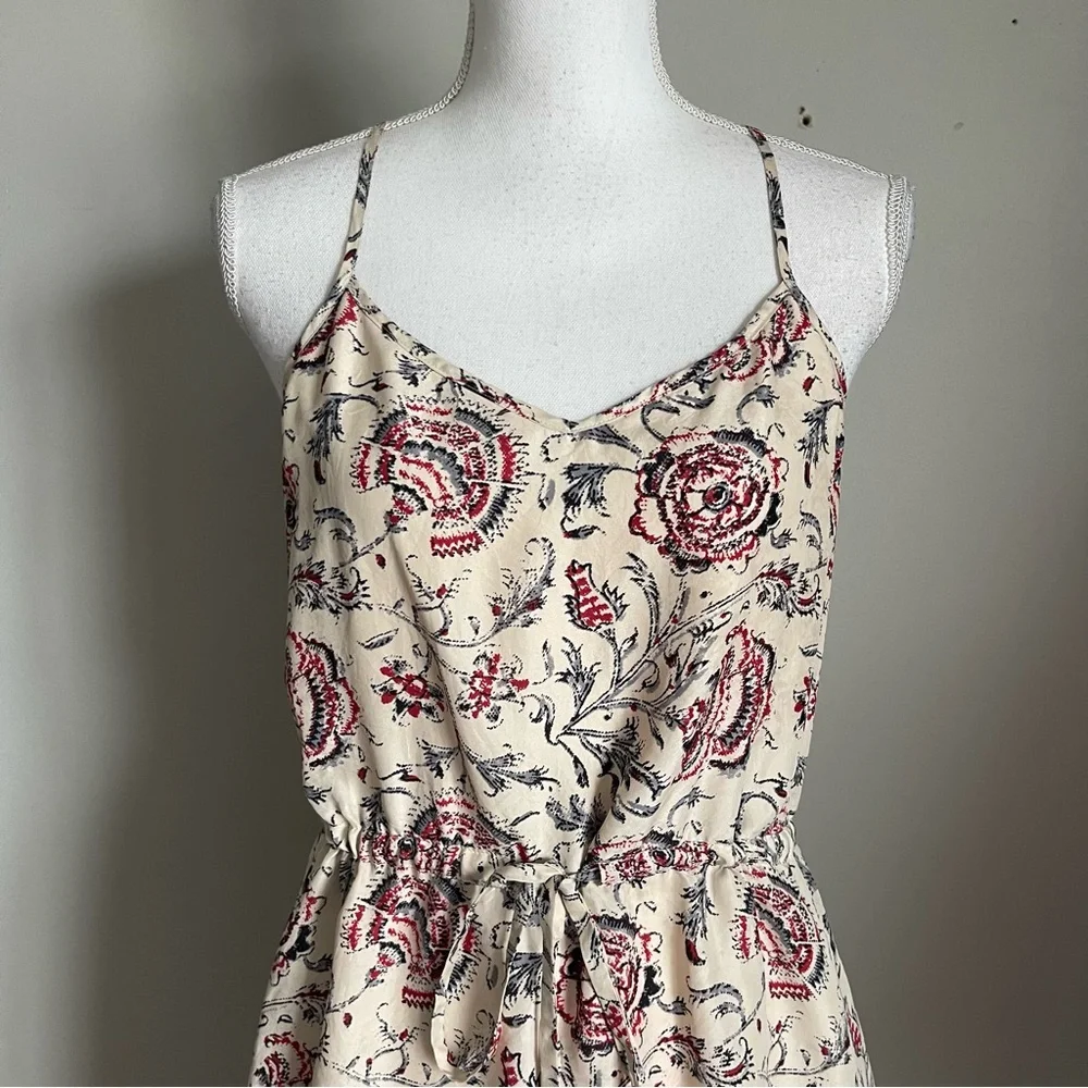 MADEWELL | Beige Floral Print Silk Sleeveless Dress Sz 8 - Picture 3 of 11